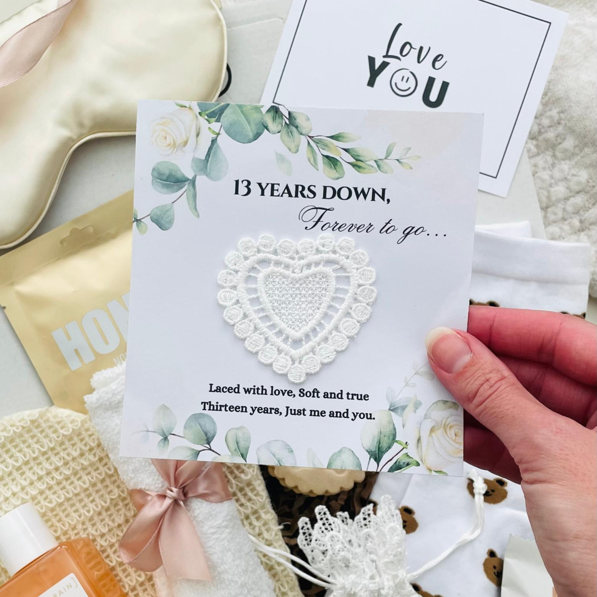 13th Wedding Anniversary Gift For Her – Lace Pamper Hamper