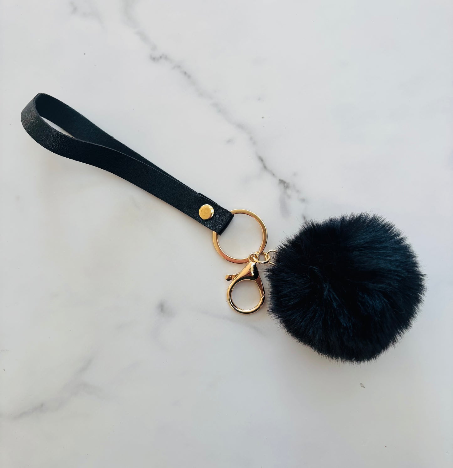 Black Pom Pom Keychain