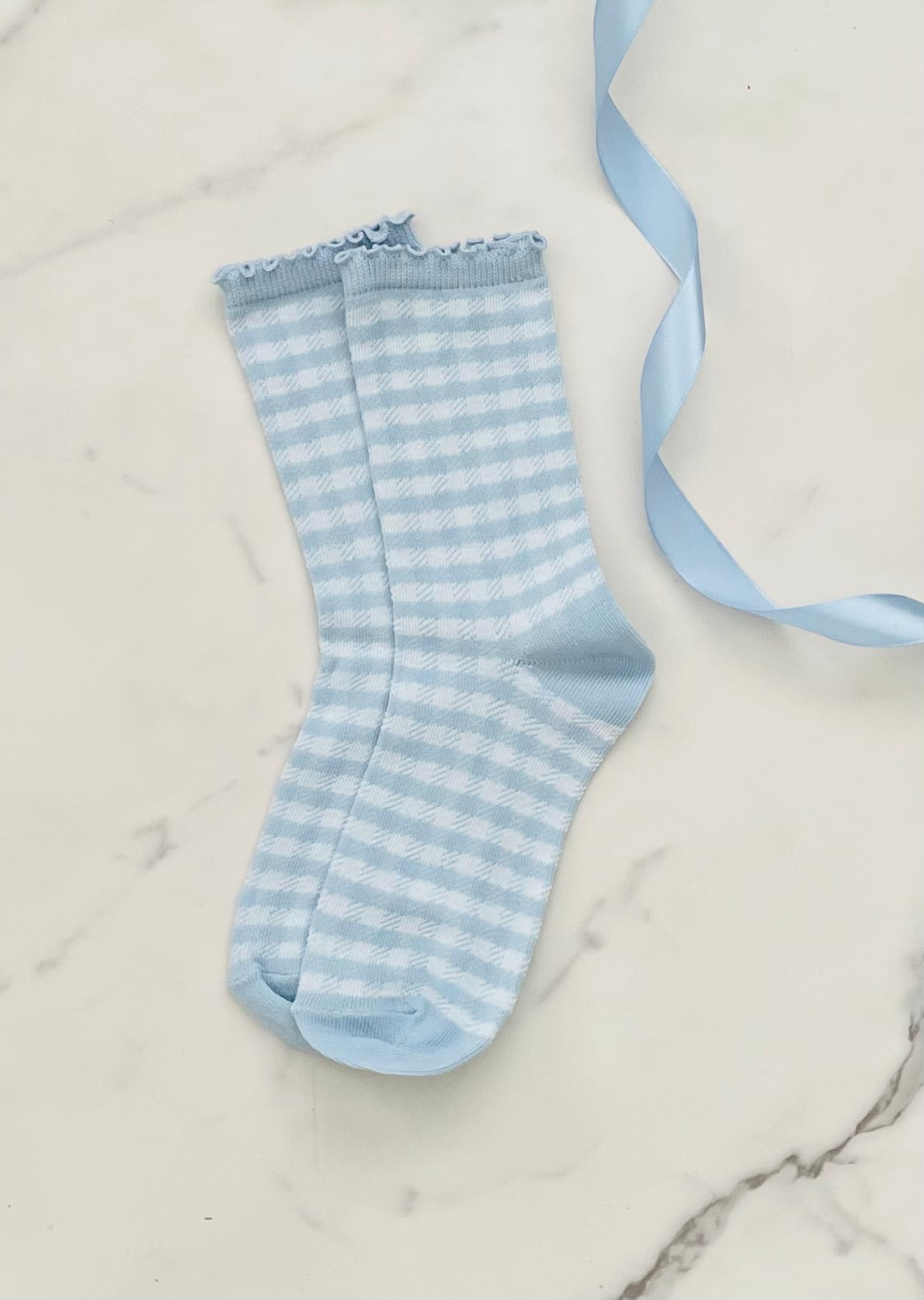 Blue Gingham Socks