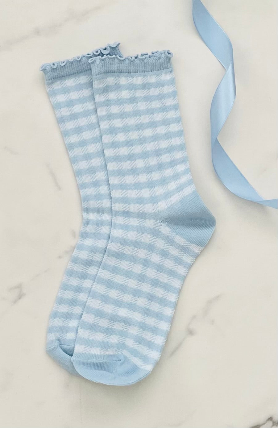 Blue Gingham Socks