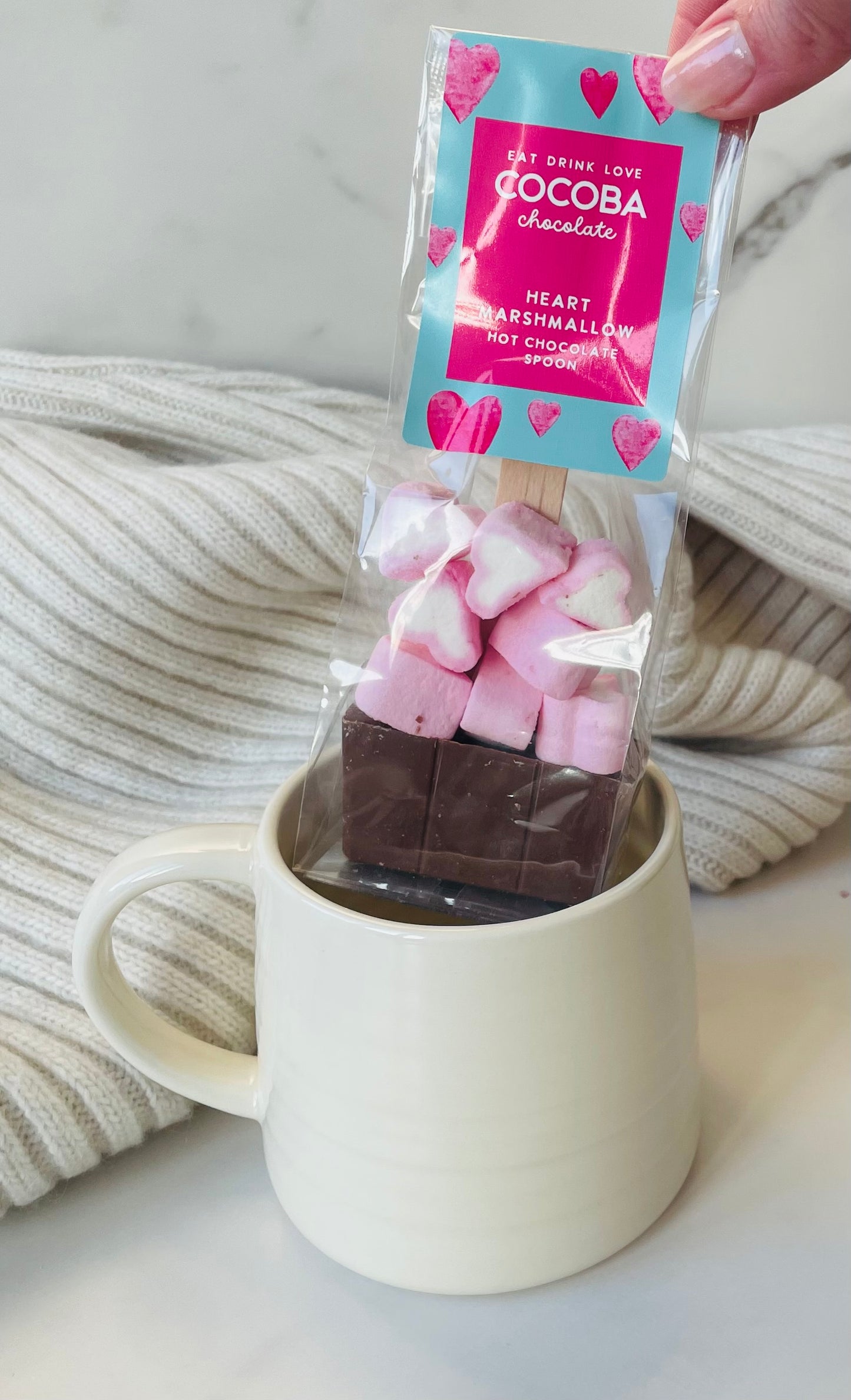 Milk Hot Chocolate Spoon With Heart Marshmallows