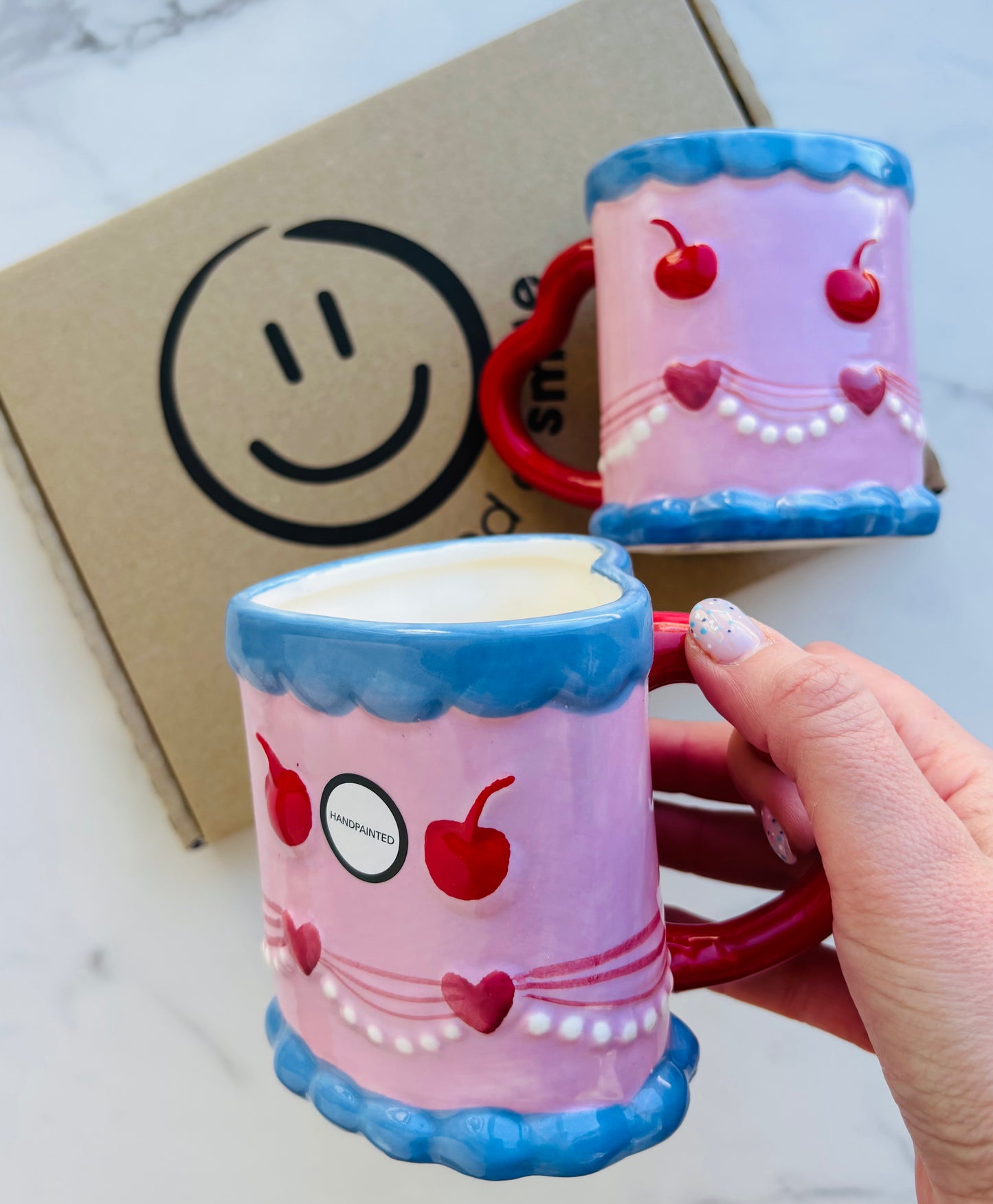 Happy Birthday Cake Cherry Heart Mug
