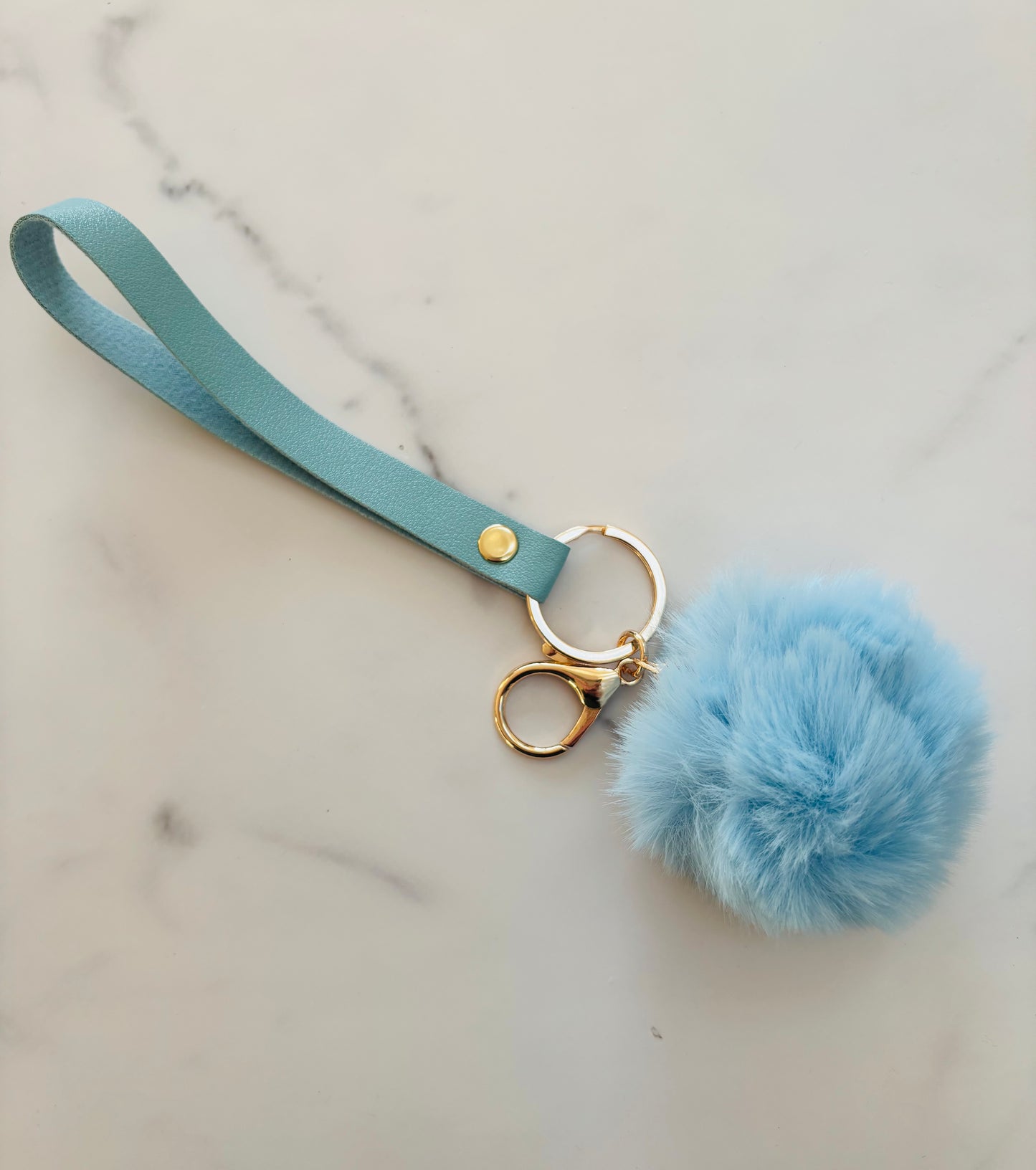 Blue Pom Pom Keychain