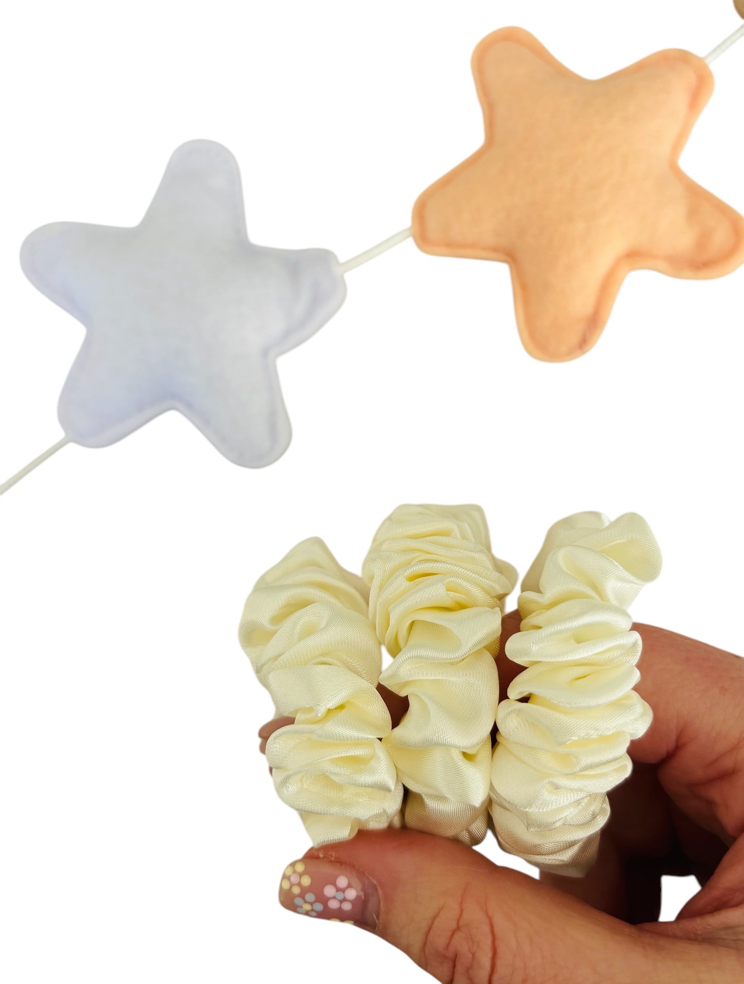 Set of 3 Ivory Mini Scrunchies