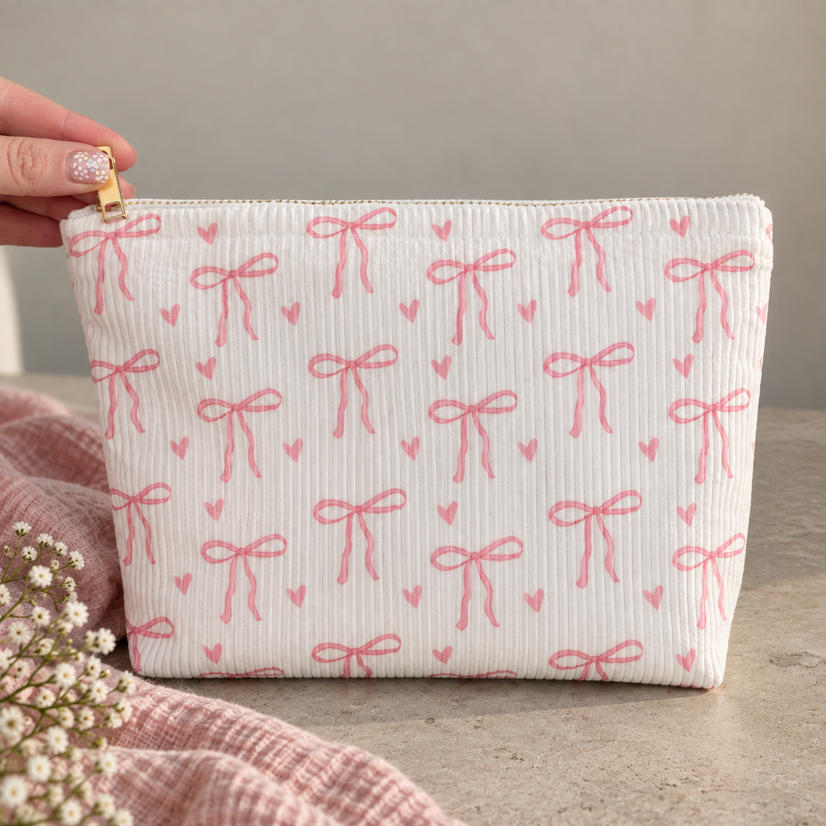 Bow Print Make Up Pouch