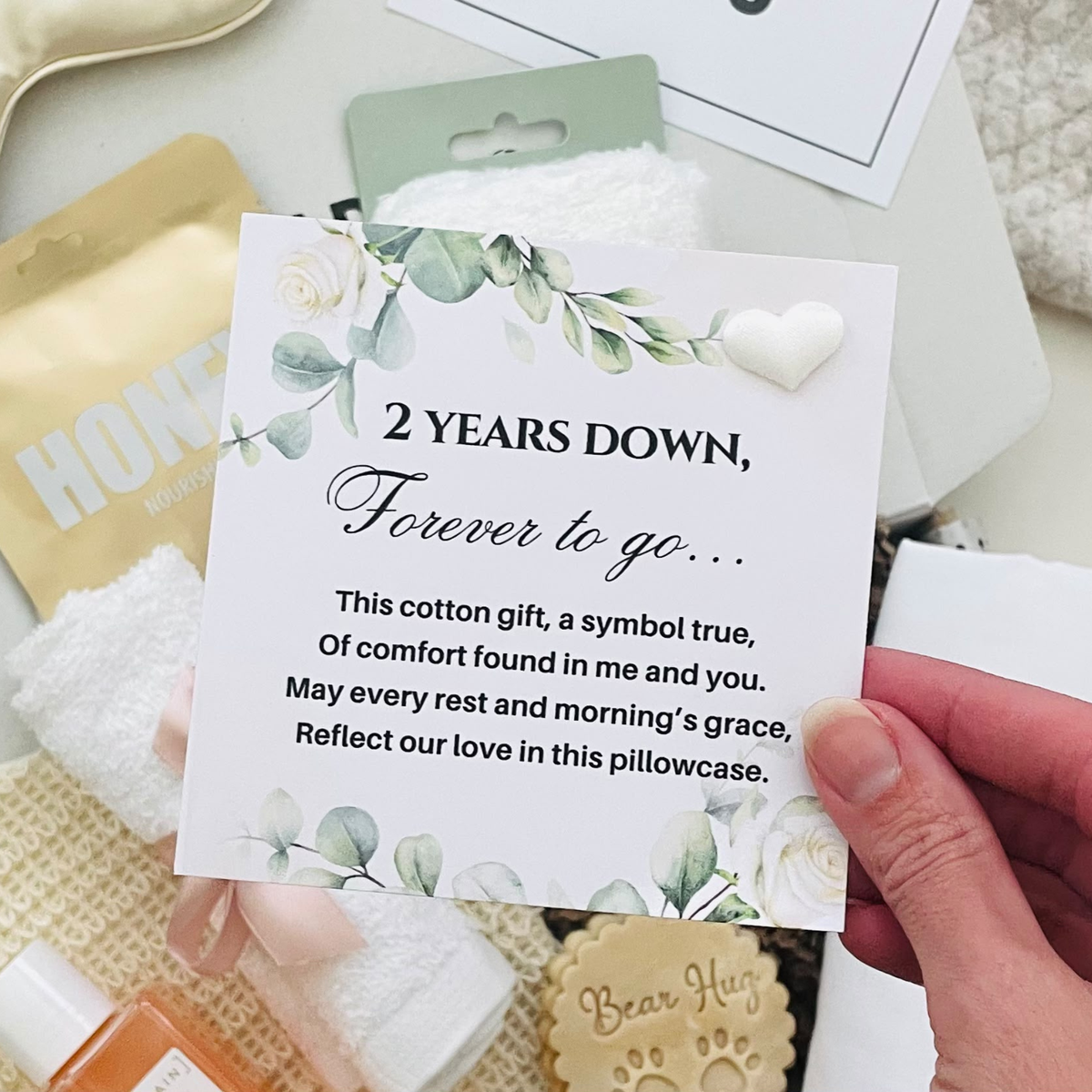 2nd Wedding Anniversary Pamper Hamper. Cotton Theme