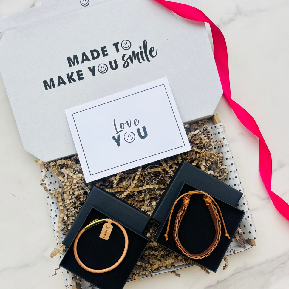 3rd Wedding Anniversary Gift for a Couple – Leather Bracelets Set